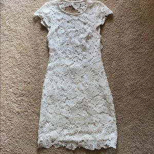 Lulu’s Coquina White Lace Bodycon Dress